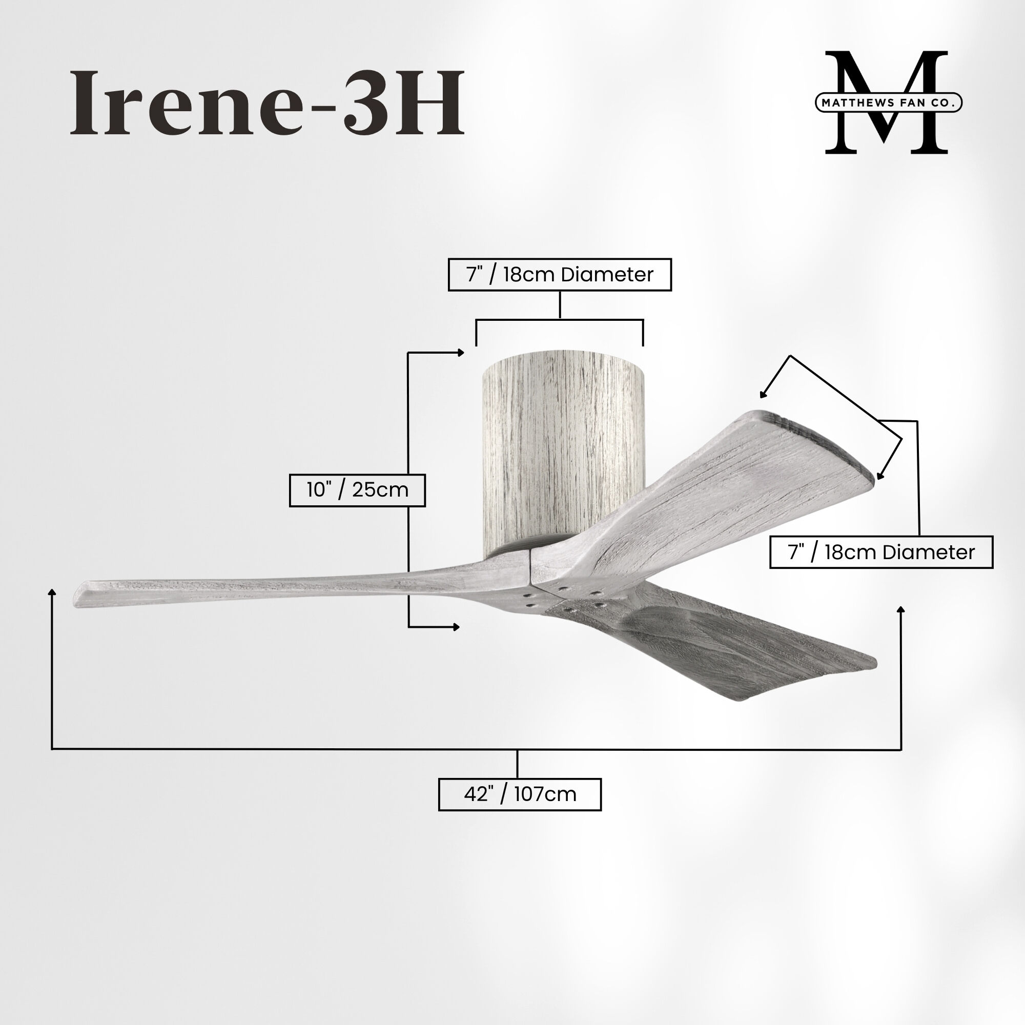 Atlas Irene-3H 42 inch Barn Wood Tone Flush Mount Paddle Fan, Flush Mounted