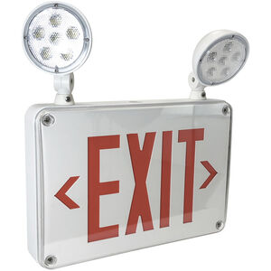 Self-Diagnostic 13 inch White / Red LED Wet Location Wall Exit & Emergency Sign Wall Light, with Battery Backup & Remote Capability