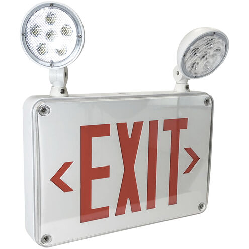 Self-Diagnostic 13 inch White / Red LED Wet/Cold Location Wall Exit & Emergency Sign Wall Light, with Battery Backup & Remote Capability