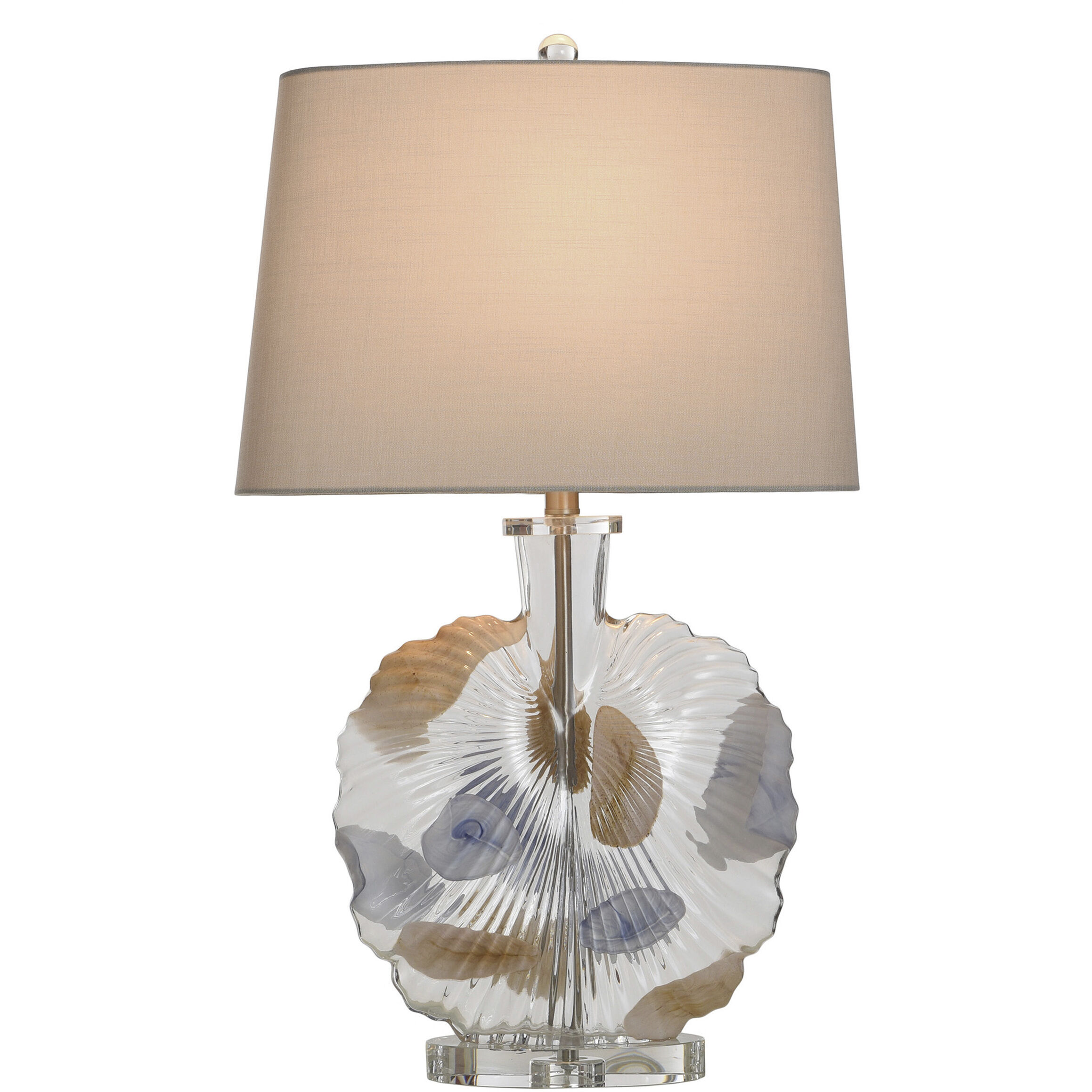 Lily 30 inch 100.00 watt Clear and Blue and Beige Table Lamp Portable Light