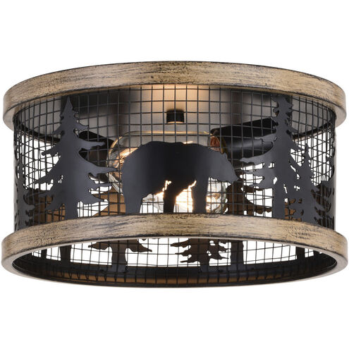 Kodiak LED 12 inch Black and Burnished Teak Flush Mount Ceiling Light