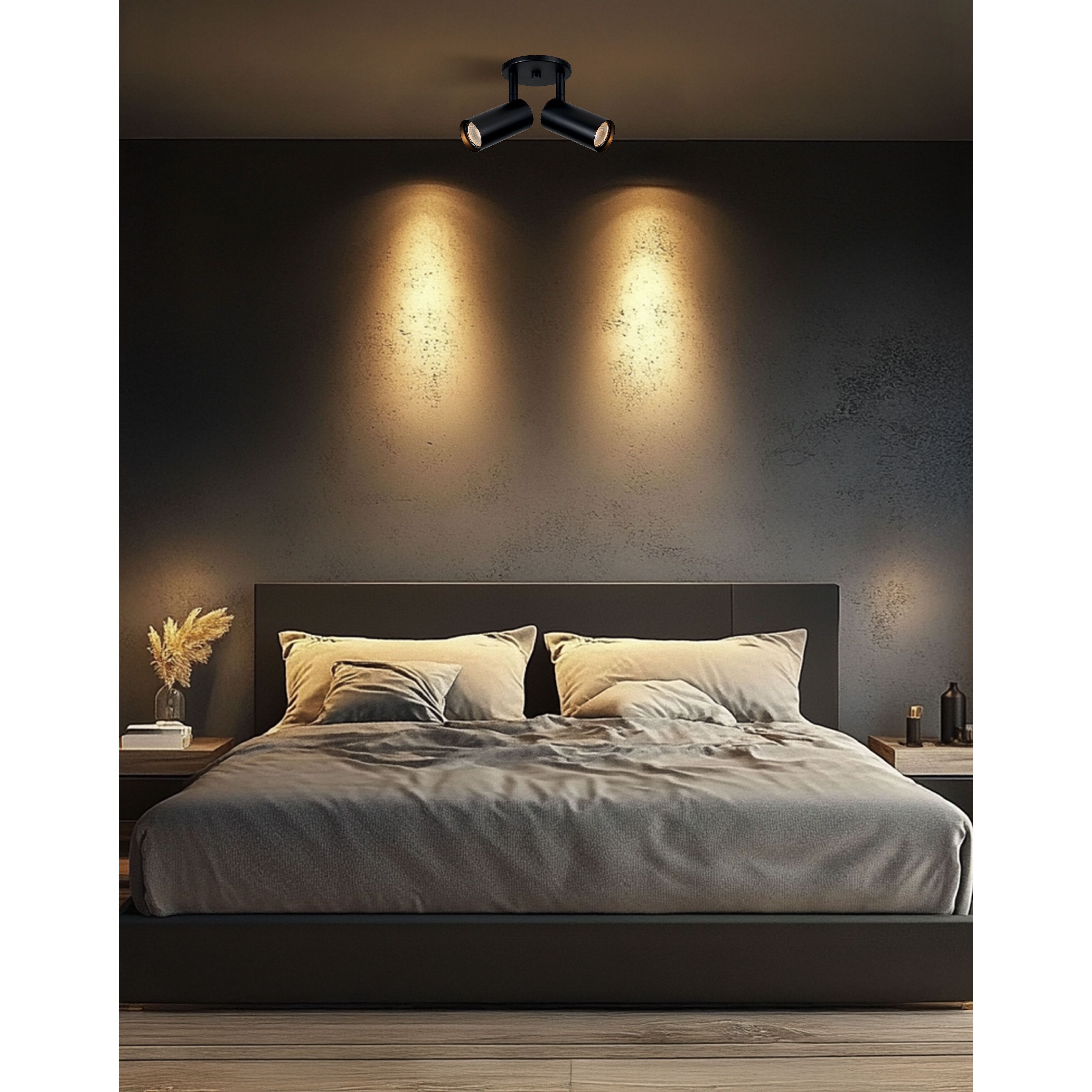 Stanly Matte Black 50 watt LED Spotlight, Fixed Rod