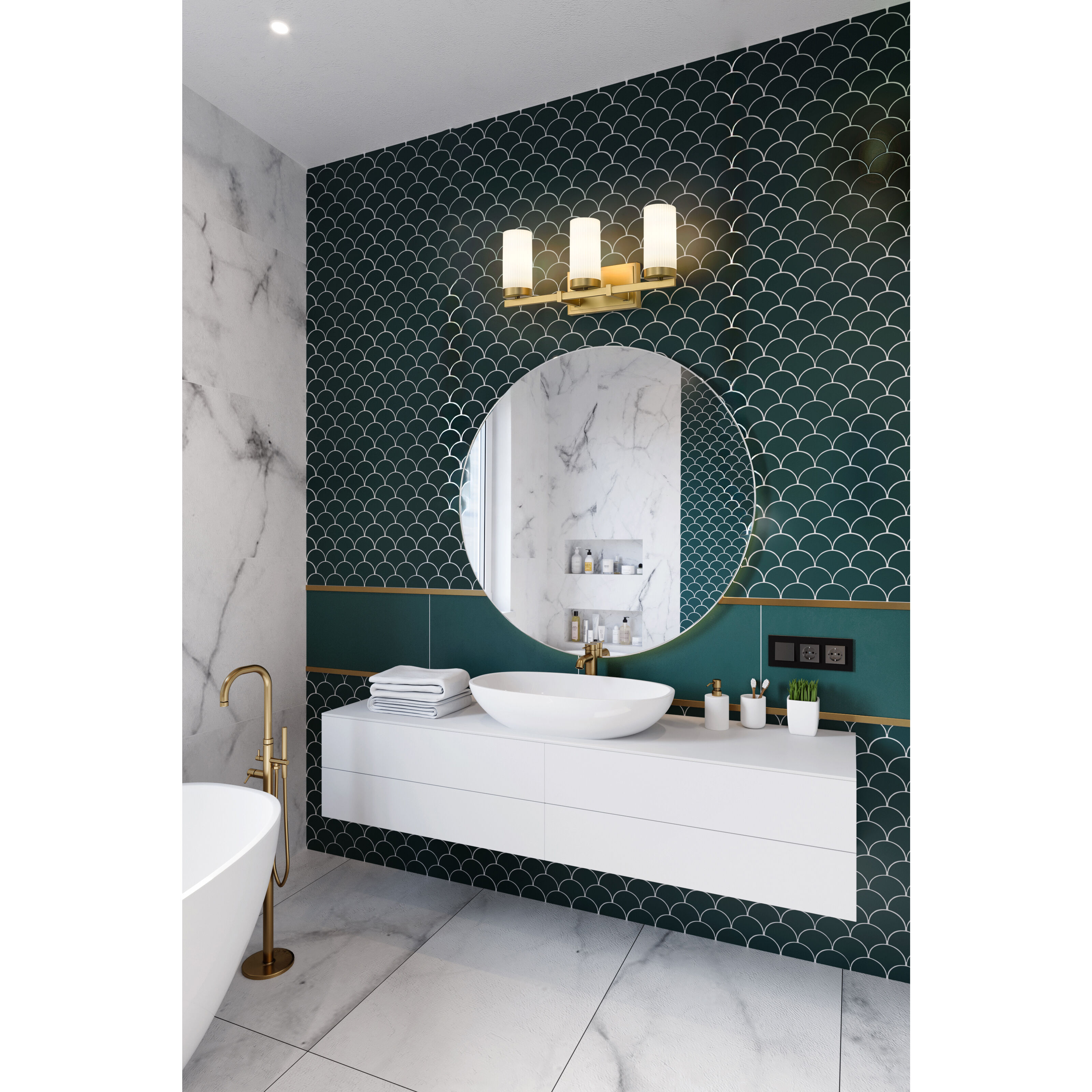 Danica 3 Light 20.5 inch Modern Gold Bath Vanity Light Wall Light