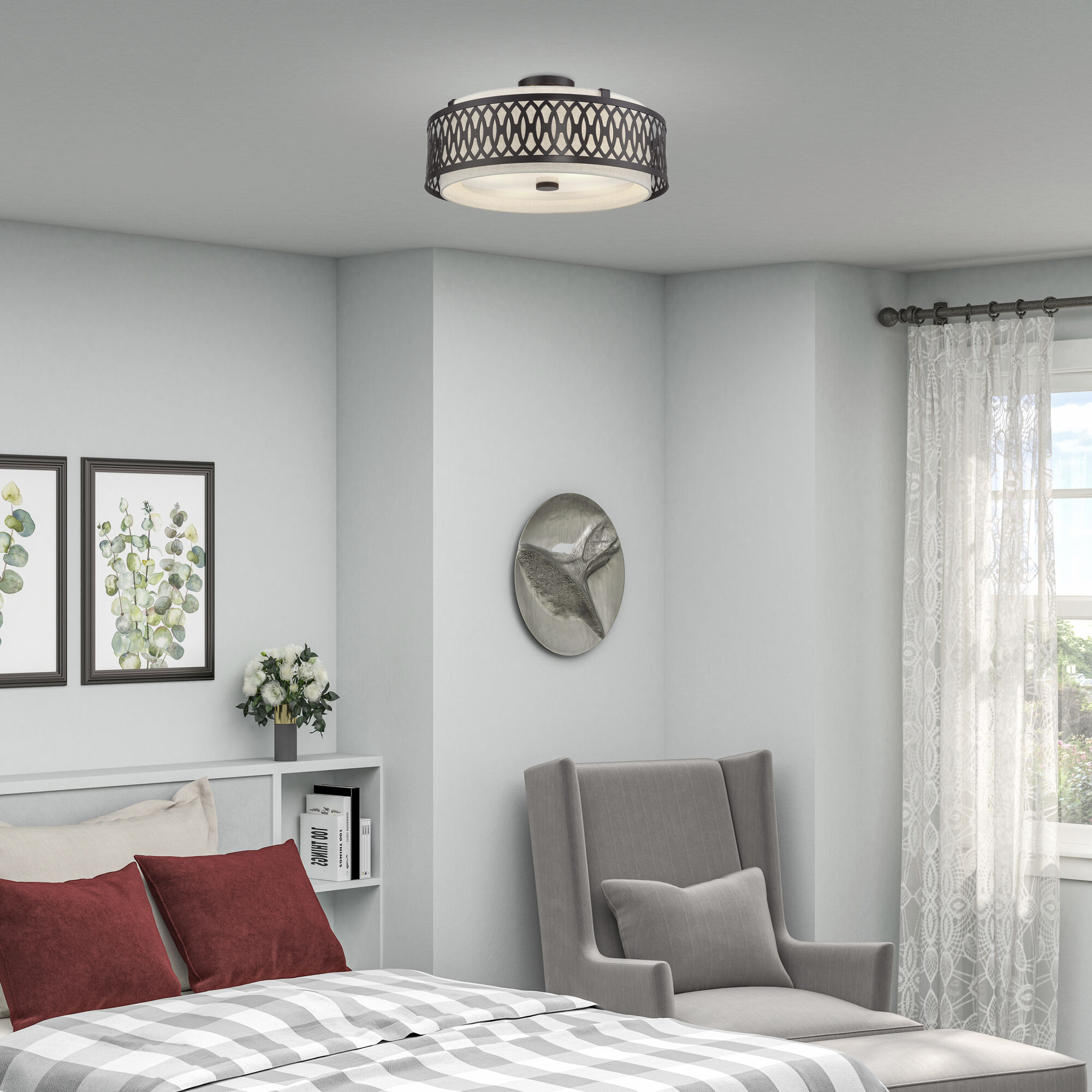 Vistaview 4 Light 21 inch English Bronze Semi-Flush Ceiling Light