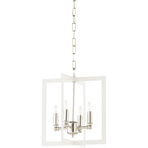 Bayberry 4 Light 12 inch White/Cream and Silver Chandelier Ceiling Light, Small