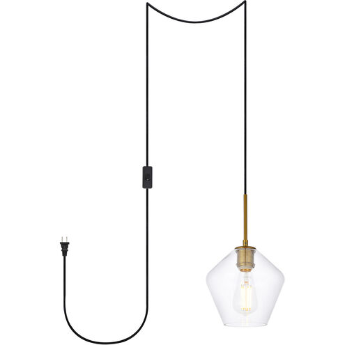 Gene 1 Light 8 inch Brass Pendant Ceiling Light