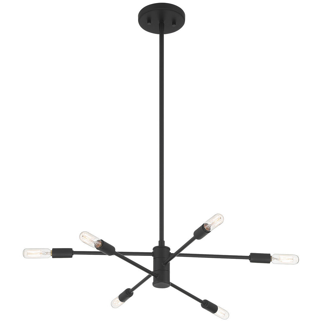 Lyrique 6 Light 21.75 inch Matte Black Chandelier Ceiling Light