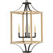 Lowcountry 4 Light White Oak and Matte Black and Spartina Gold Pendant Ceiling Light