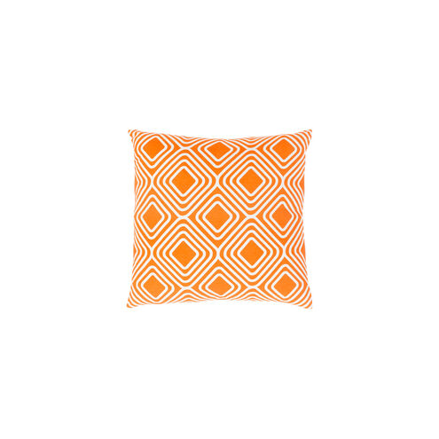 Miranda 18 X 18 inch Bright Orange and White Throw Pillow