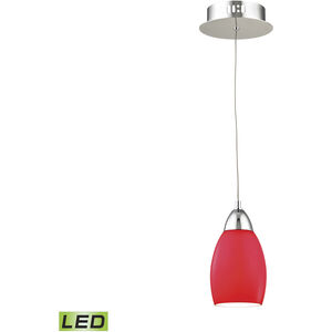 Buro LED 4 inch Chrome Mini Pendant Ceiling Light in Red