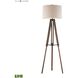 Wooden Brace 62 inch 9.5 watt Walnut with Oil Rubbed Bronze Floor Lamp Portable Light in LED, 3-Way