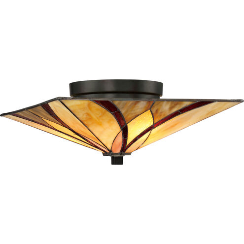 Asheville 2 Light 15 inch Valiant Bronze Flush Mount Ceiling Light, Naturals