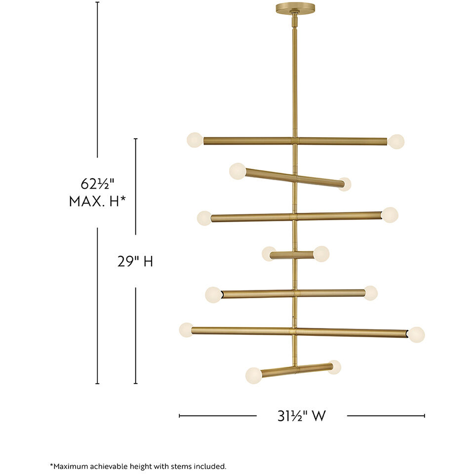 Millie 14 Light 31.5 inch Lacquered Brass Chandelier Ceiling Light