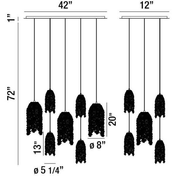 Danza 10 Light 12 inch Chrome Chandelier Ceiling Light