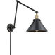 Briarcliff 30 inch 100 watt Black Antique Brass Swing Arm Wall Light in Matte Black, Franklin Restoration