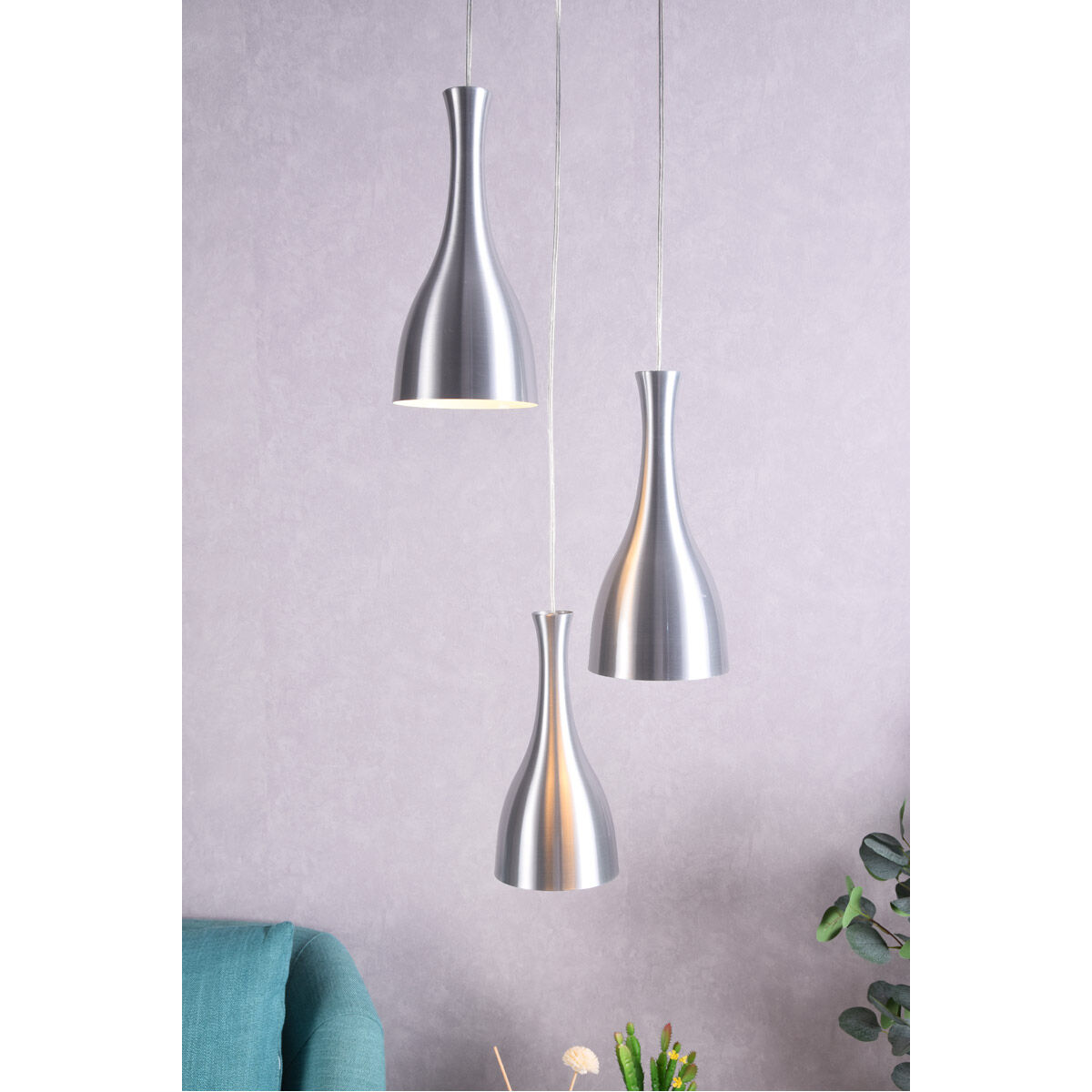 Aiken 3 Light 14 inch Burnished Nickel Pendant Ceiling Light