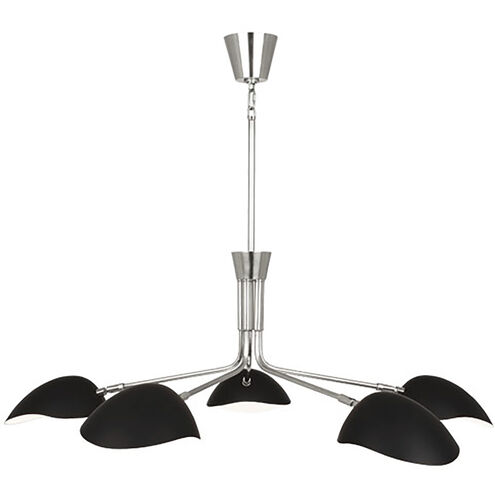 Rico Espinet Racer 5 Light 15 inch Polished Nickel Chandelier Ceiling Light in Matte Black