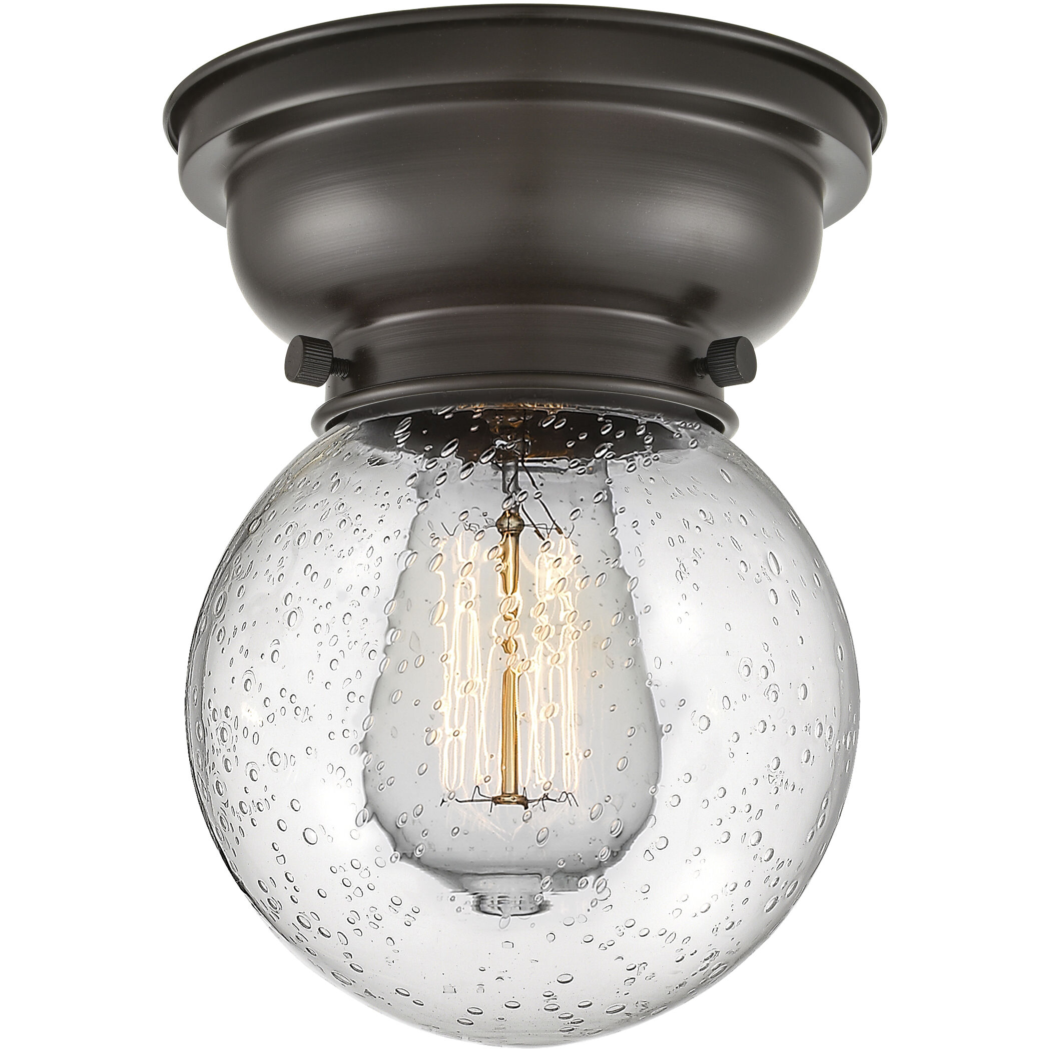 Aditi Beacon LED 6.25 inch Oil Rubbed Bronze Flush Mount Ceiling Light in Seedy Glass Aditi