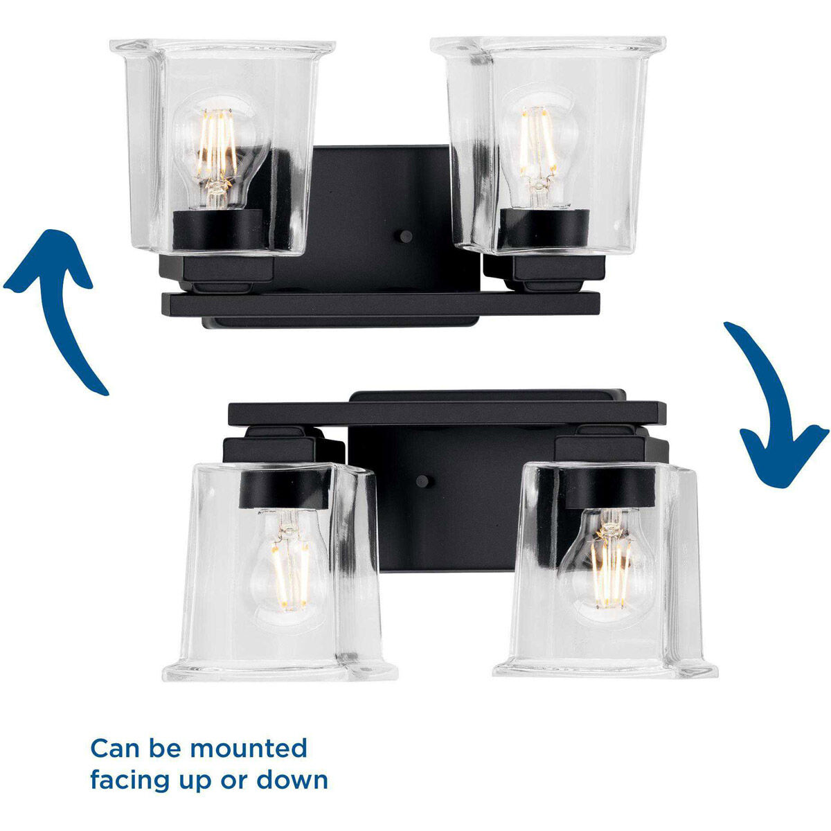 Gilmour 2 Light 12 inch Matte Black Bath Vanity Wall Light