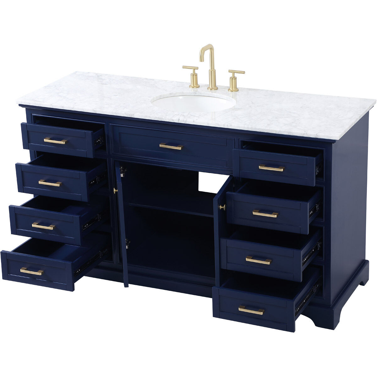 Americana 60 X 22 X 35 inch Blue Vanity Sink Set