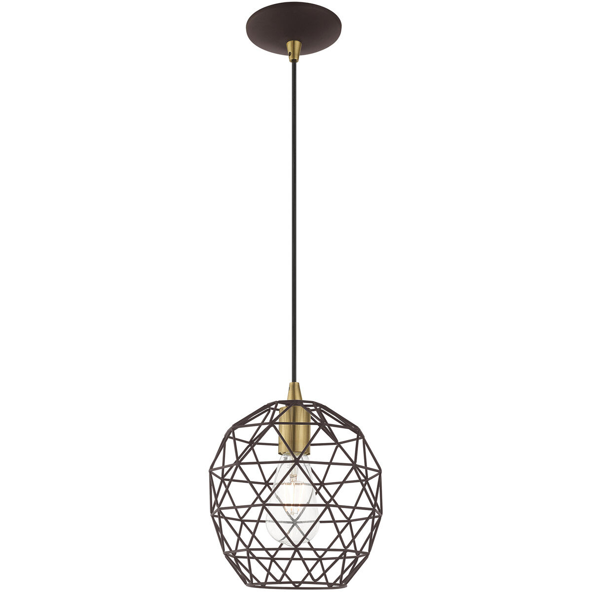 Geometric 1 Light 8 inch Bronze Mini Pendant Ceiling Light
