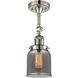 Franklin Restoration Small Bell LED 5 inch Polished Nickel Sconce Wall Light in Plated Smoke Glass, Franklin Restoration