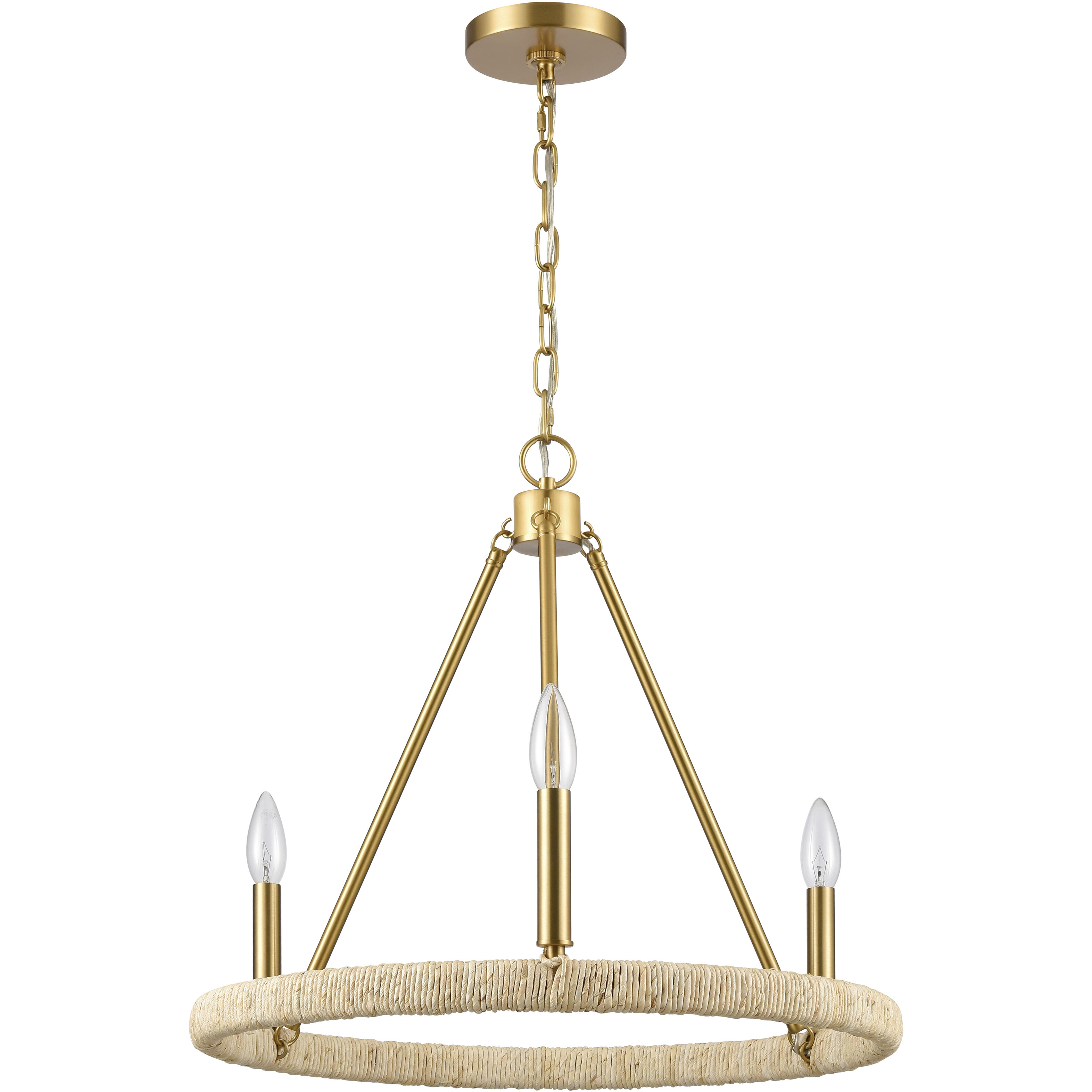 Abaca 3 Light 20 inch Brushed Gold Chandelier Ceiling Light