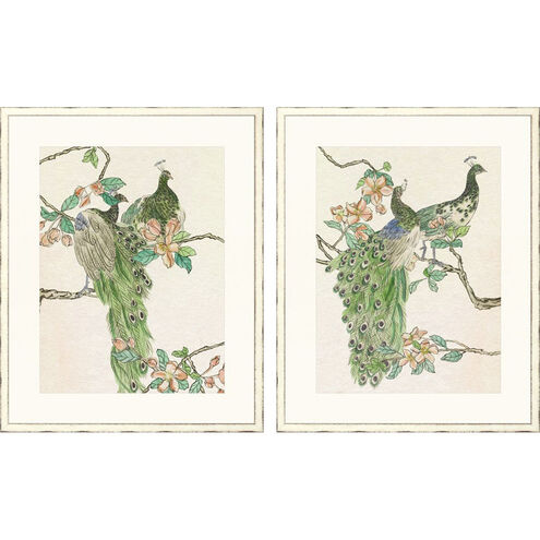 Emerald Peacock Green and Black and Pink and Yellow Framed Art