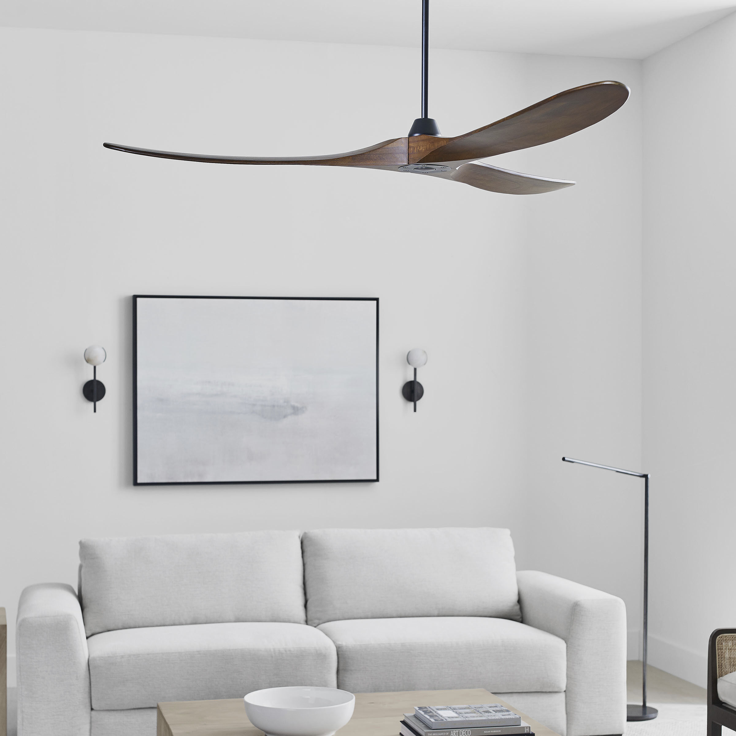Maverick 70 inch Matte Black with Dark Walnut Blades Ceiling Fan