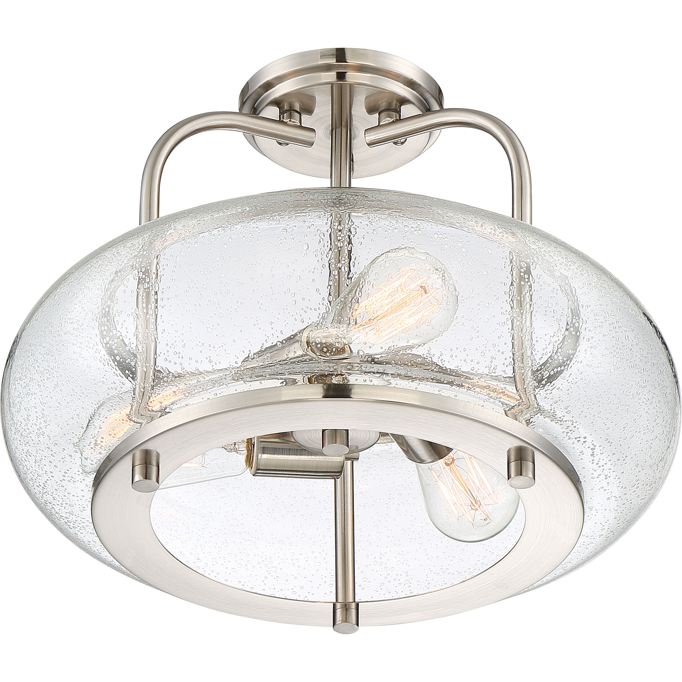 Trilogy 3 Light 16 inch Brushed Nickel Semi-Flush Mount Ceiling Light