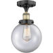 Beacon 1 Light 8 inch Black Antique Brass Semi-Flush Mount Ceiling Light