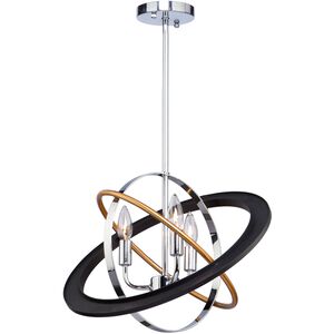 Cosmic 3 Light 18 inch Dark Bronze and Chrome and Satin Brass Candle Chandelier Ceiling Light