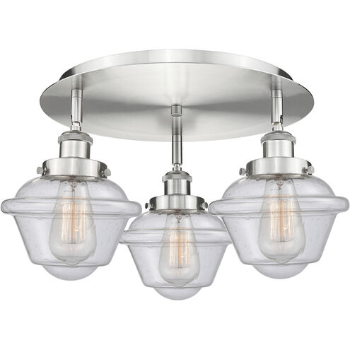 Oxford 3 Light 18.25 inch Satin Nickel Flush Mount Ceiling Light in Seedy
