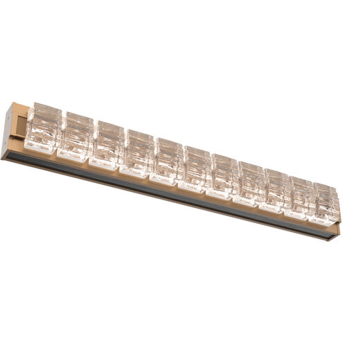 Tessera LED 38 inch Novel Brass with Dark Oak Vanity Light Wall Light in 2700K LED, Wave Cast, Large