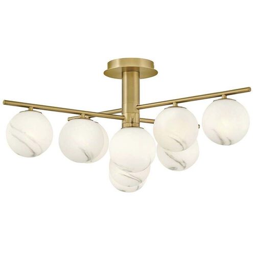 Selene 9 Light 30 inch Lacquered Brass Semi-flush Mount Ceiling Light