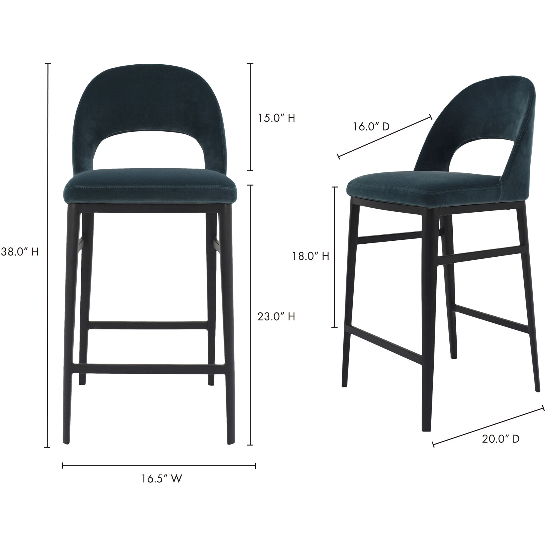 Roger 38 inch Blue Counter Stool