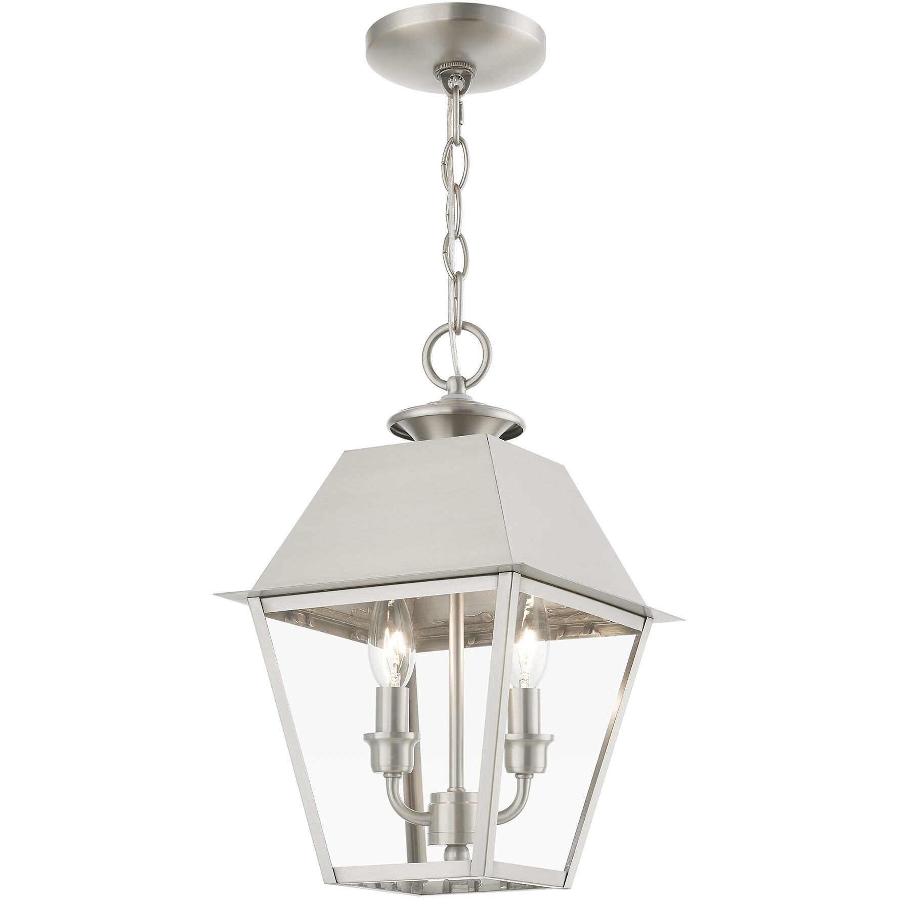 Wentworth 2 Light 9 inch Brushed Nickel Outdoor Pendant Lantern, Medium