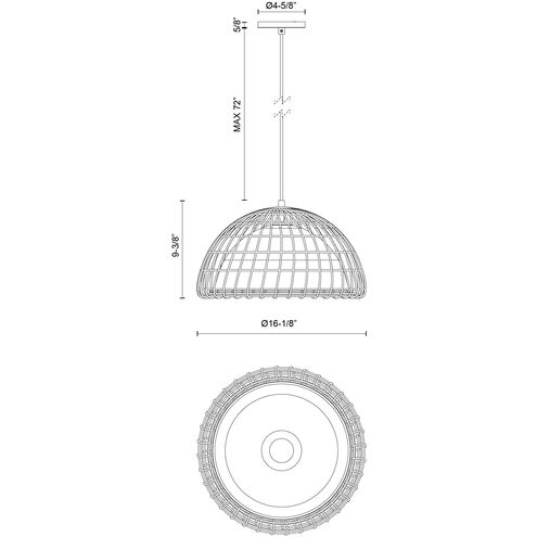 Alora Mood Bondi 1 Light 16.13 inch Matte Black Pendant Ceiling Light