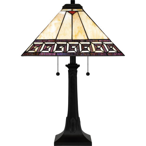 Tiffany 25 inch 75.00 watt Matte Black Table Lamp Portable Light, Tiffany