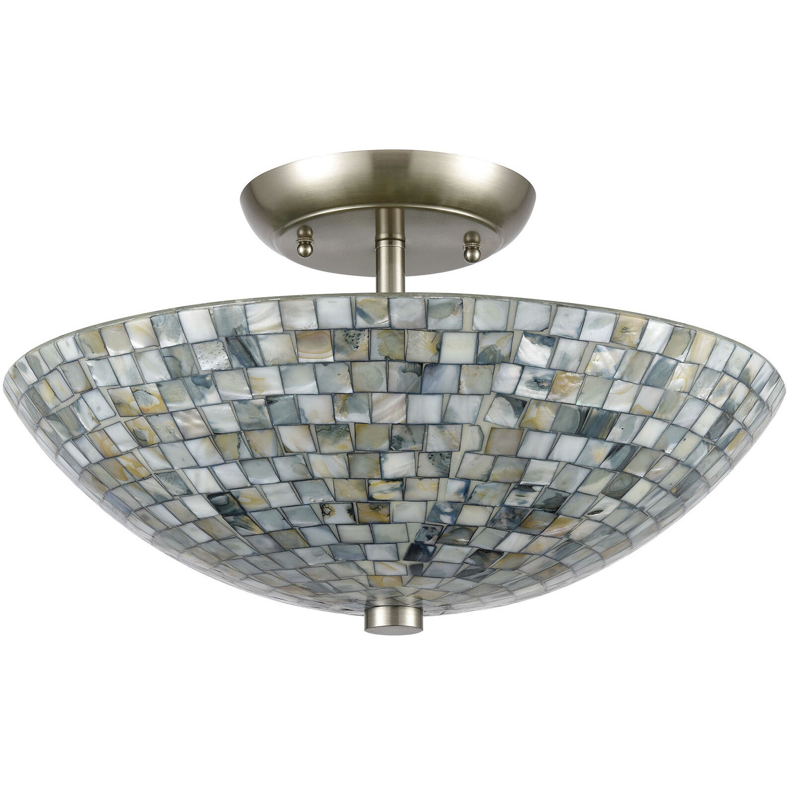 Capri 3 Light 16 inch Satin Nickel Semi Flush Mount Ceiling Light