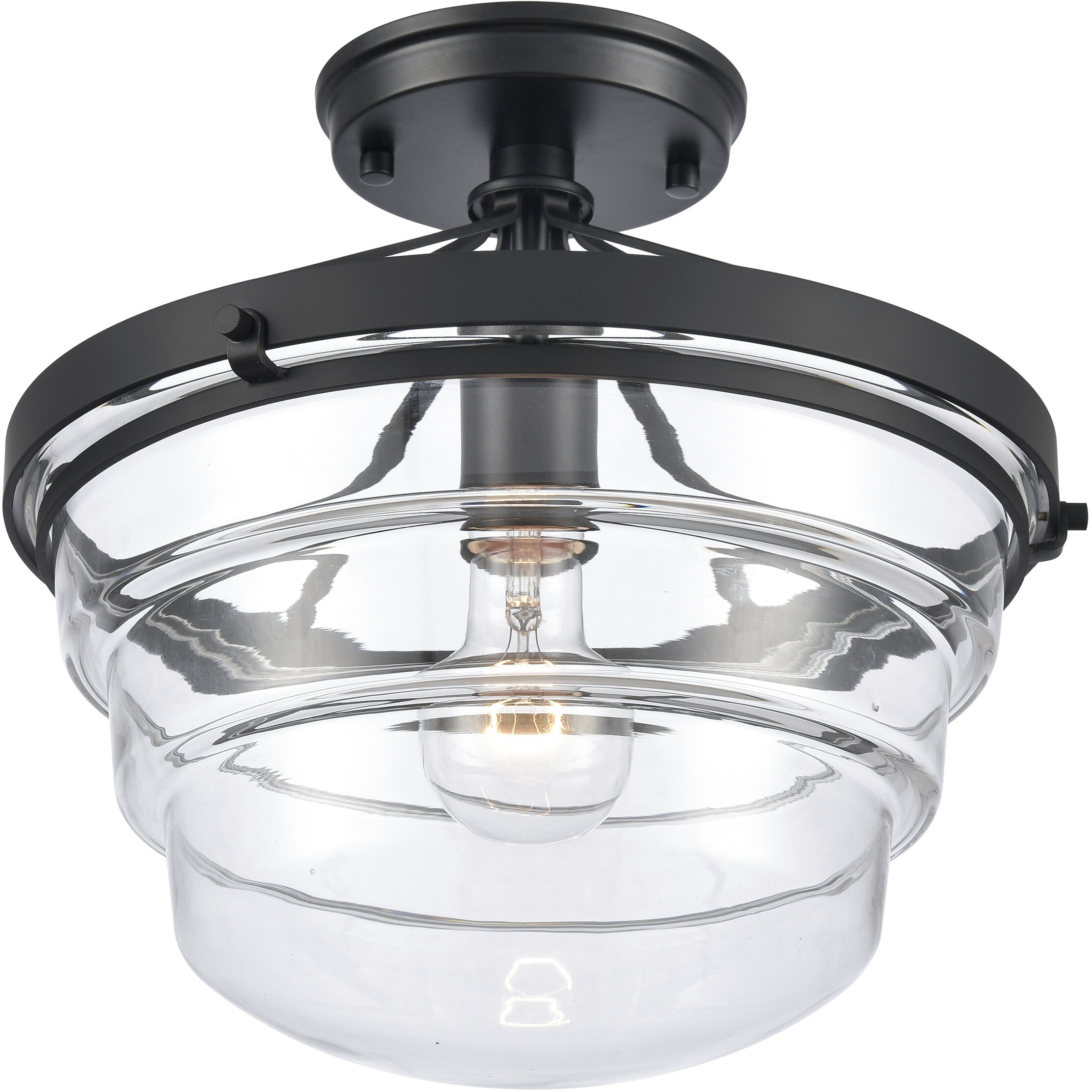 Boyer 1 Light 12 inch Matte Black Semi Flush Mount Ceiling Light