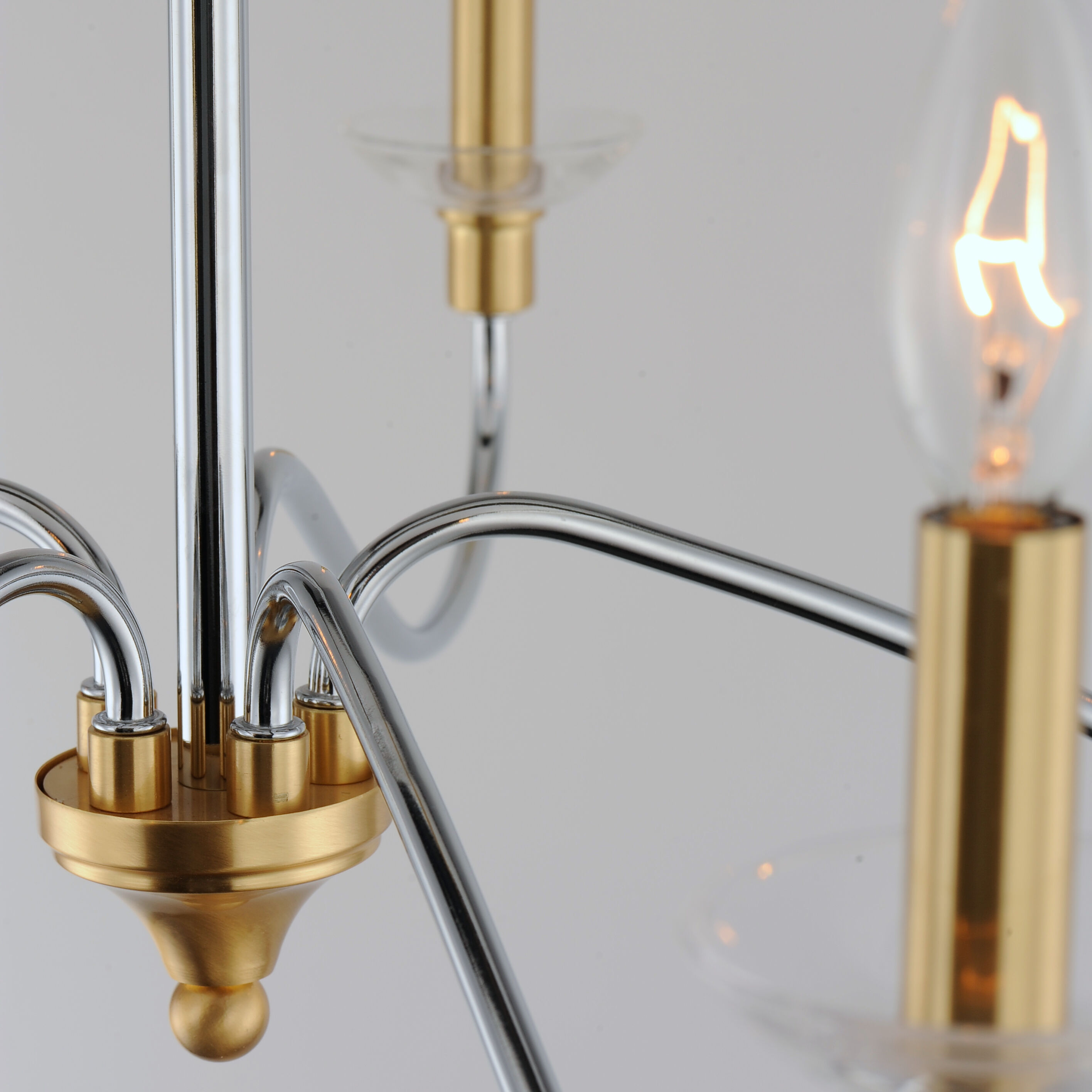 Clarion 5 Light 32 inch Polished Chrome/Satin Brass Chandelier Ceiling Light