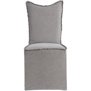 Narissa Stonewashed Gray Linen and Natural Poplar Armless Chairs, Set of 2