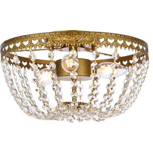 Kylie 3 Light 12 inch Brass Flush Mount Ceiling Light