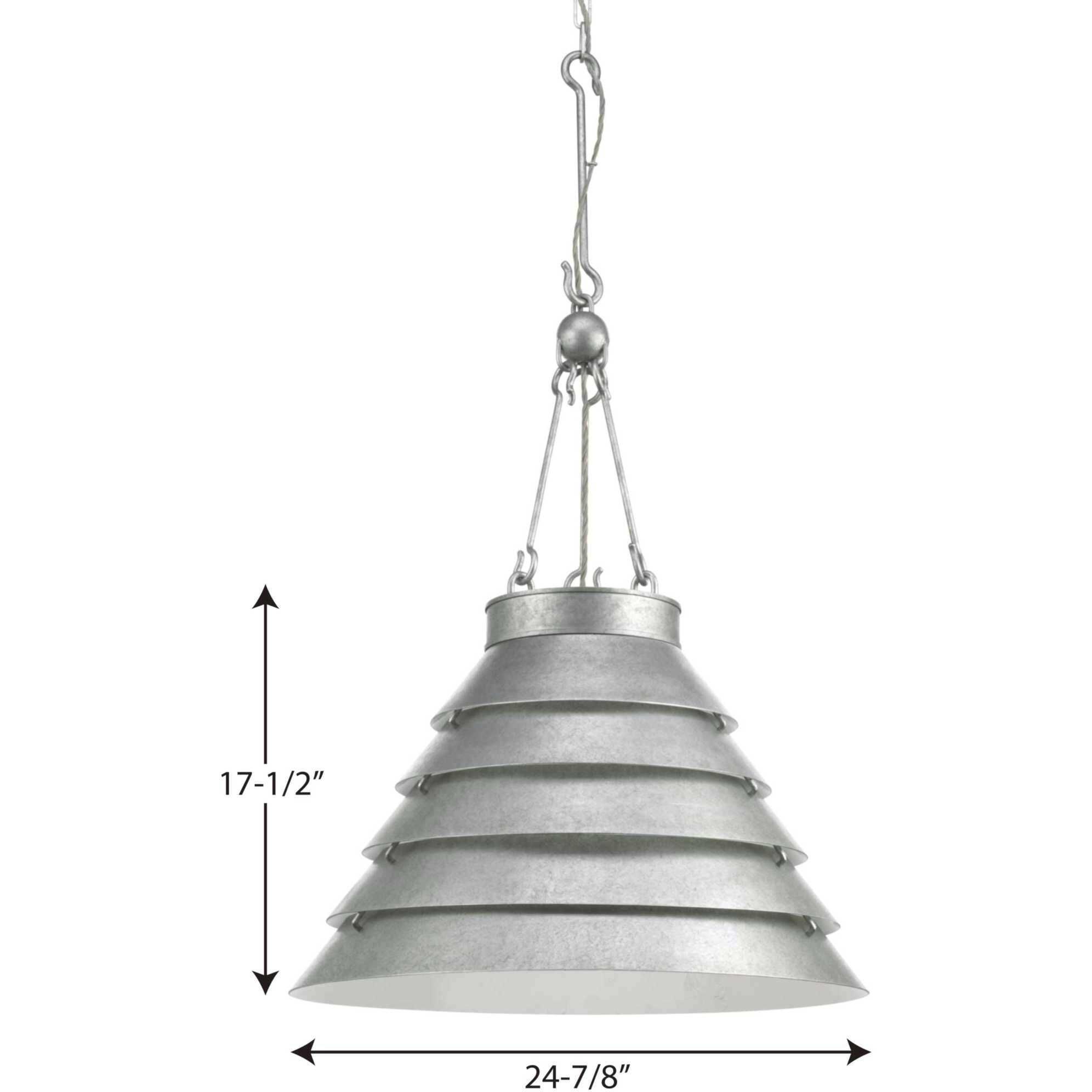 Point Dume™ Surfrider 3 Light 24.88 inch Galvanized Pendant Ceiling Light, Design Series