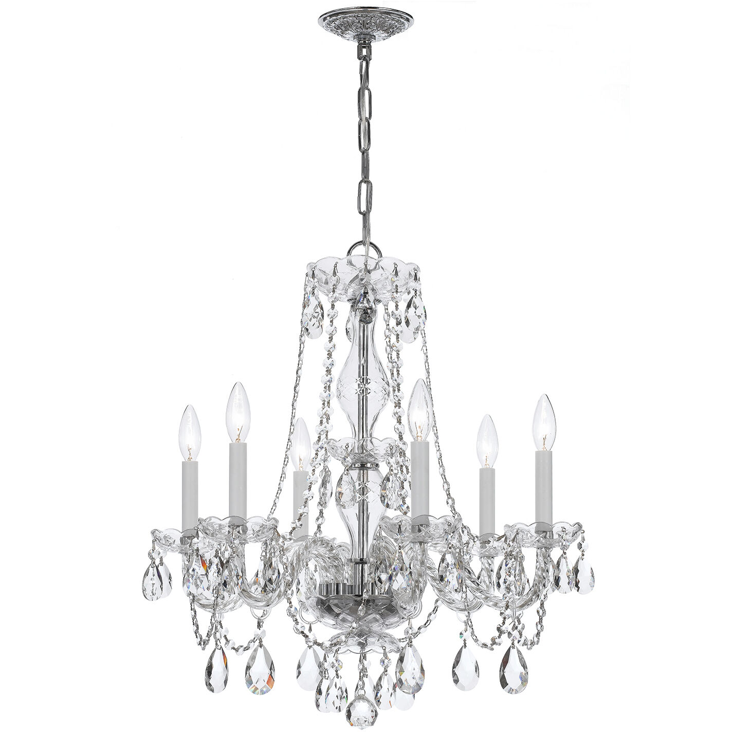 Traditional Crystal 6 Light 23 inch Polished Chrome Chandelier Ceiling Light in Clear Hand Cut
