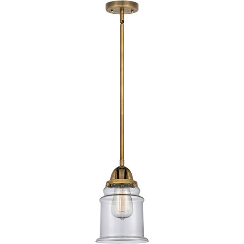 Nouveau 2 Canton LED 6 inch Brushed Brass Mini Pendant Ceiling Light in Clear
