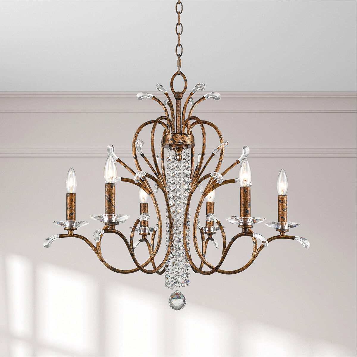 Serafina 6 Light 28 inch Hand Applied Venetian Golden Bronze Chandelier Ceiling Light
