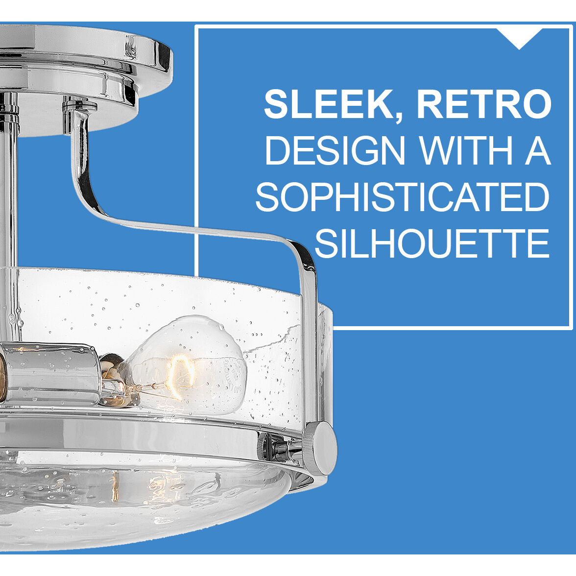 Harper 3 Light 14.5 inch Chrome Indoor Semi-Flush Mount Ceiling Light in Clear Seedy