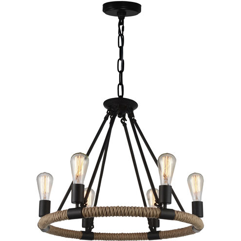 Ganges 6 Light 25 inch Black Up Chandelier Ceiling Light
